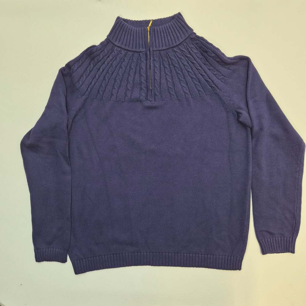 NWT Lands' End Purple Drifter Quarter Zip Mock Neck Cable Knit Sweater XL 18